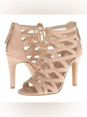 Nine West Nude Lace-Up Strappy High Heel Sandals
